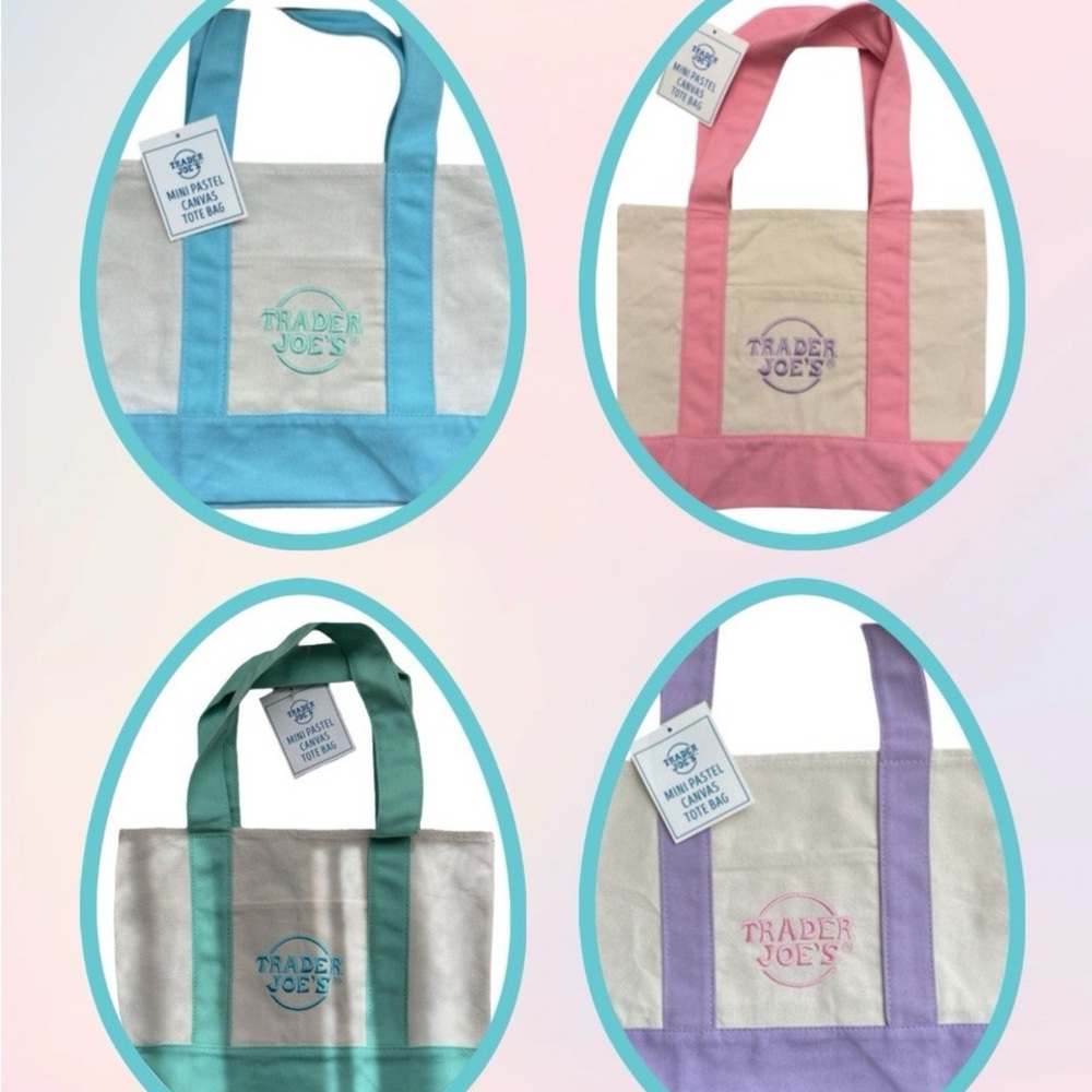 4-Set of Trader Joe's Mini Tote Bags Pastel